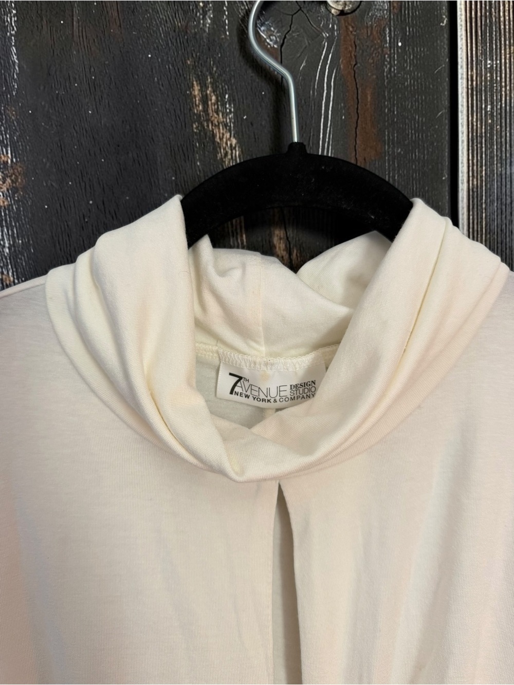 7th Avenue NY&Co Draped Cowl Neck Top Large White Asymmetric Ruched - Picture 8 of 10